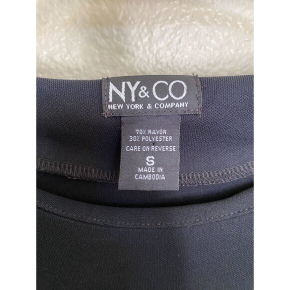 Ny & Co Womens Black Long-Sleeve Rayon Blend Dress Size S pullover midi‎ Pencil - Picture 3 of 7